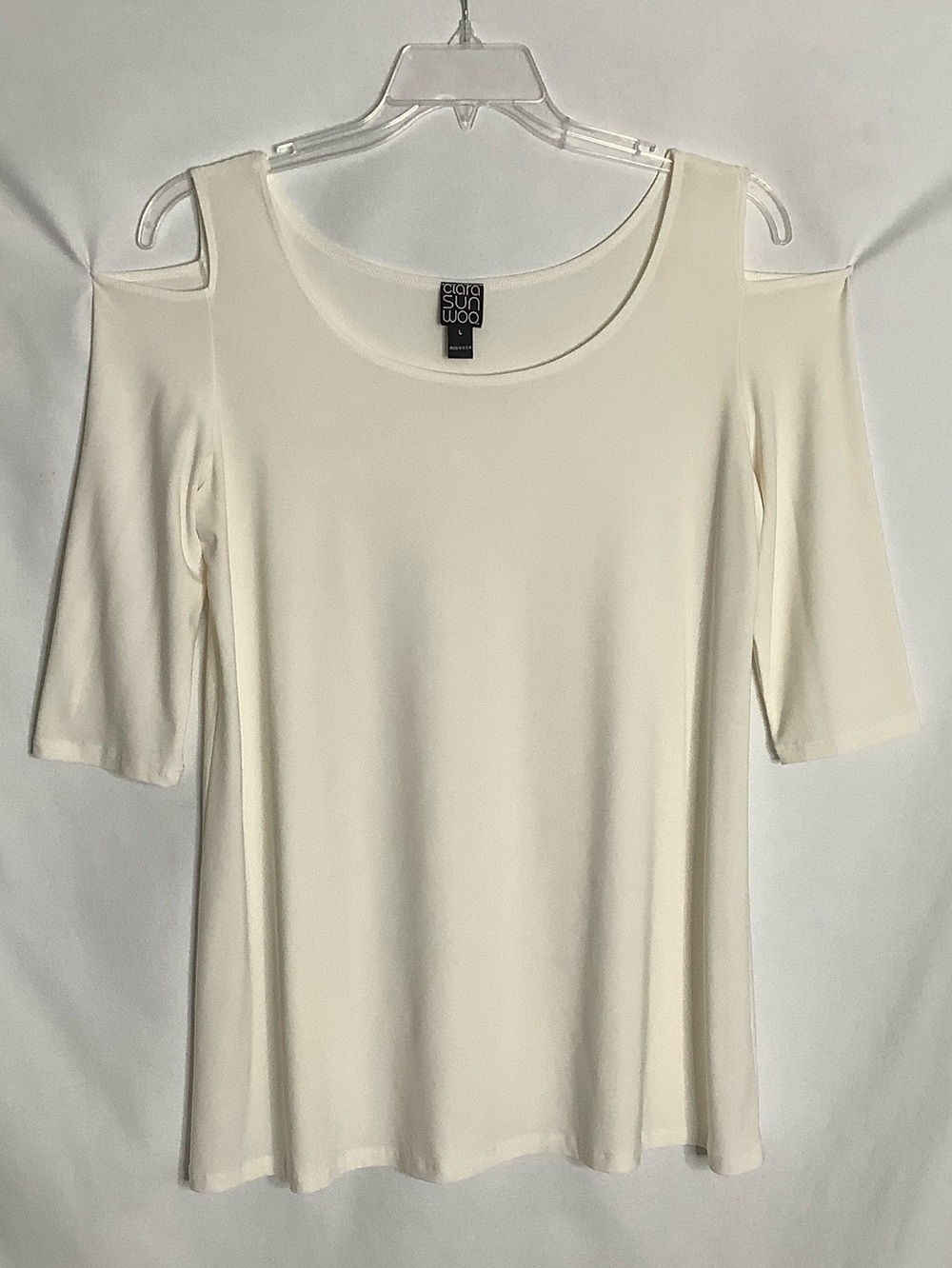Ciara Sun Woo Cream Cold-Shoulder Scoop Neck Tunic Blouse Size L